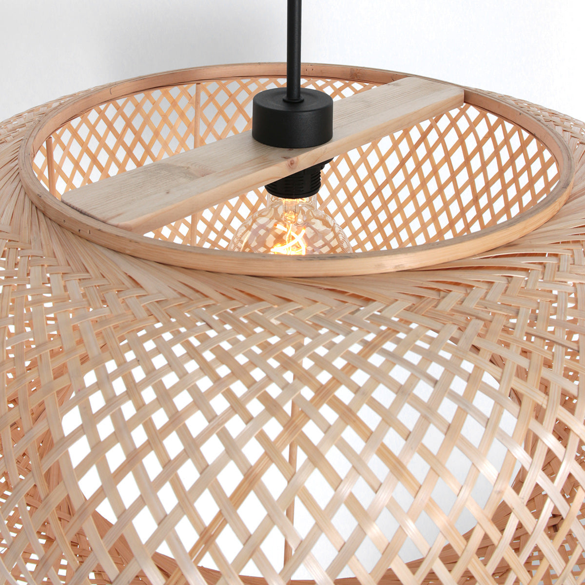 Hanglamp Maze 7505ZW – Beige bamboe lamp met rustige uitstraling