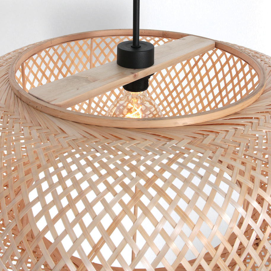 Hanglamp Maze 7505ZW – Beige bamboe lamp met rustige uitstraling