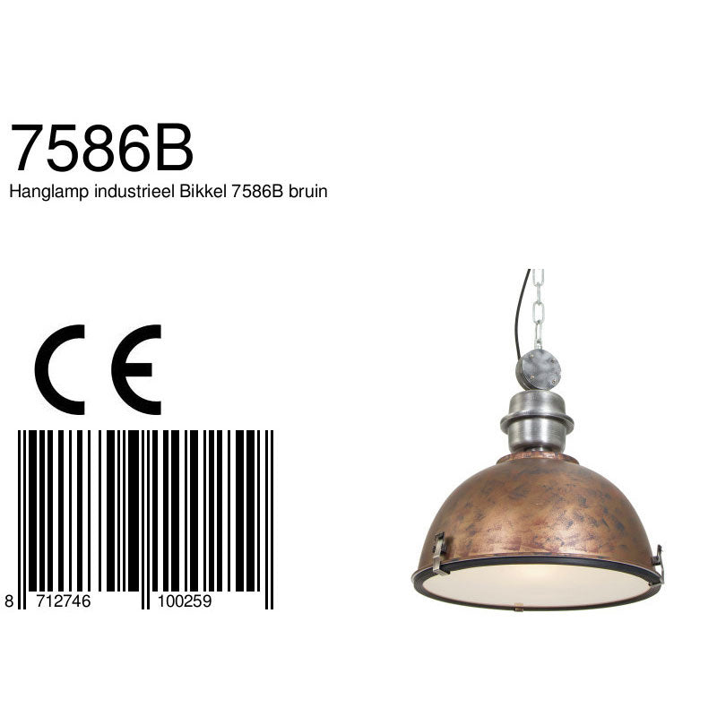 Hanglamp Bikkel 7586B, robuuste bruine lamp met stoere uitstraling