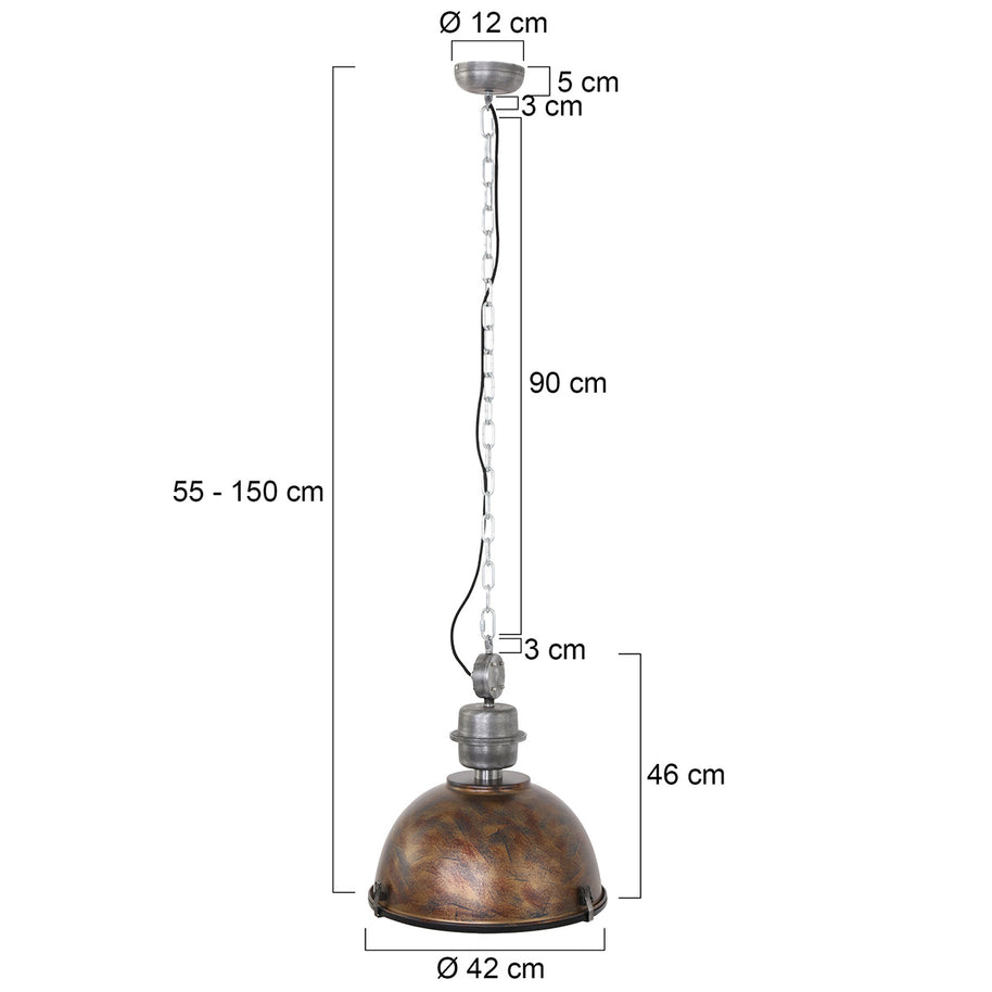 Hanglamp Bikkel 7586B, robuuste bruine lamp met stoere uitstraling