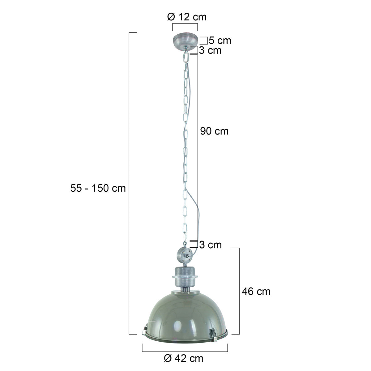 Hanglamp Bikkel 7586G stoere groene lamp met industrieel karakter