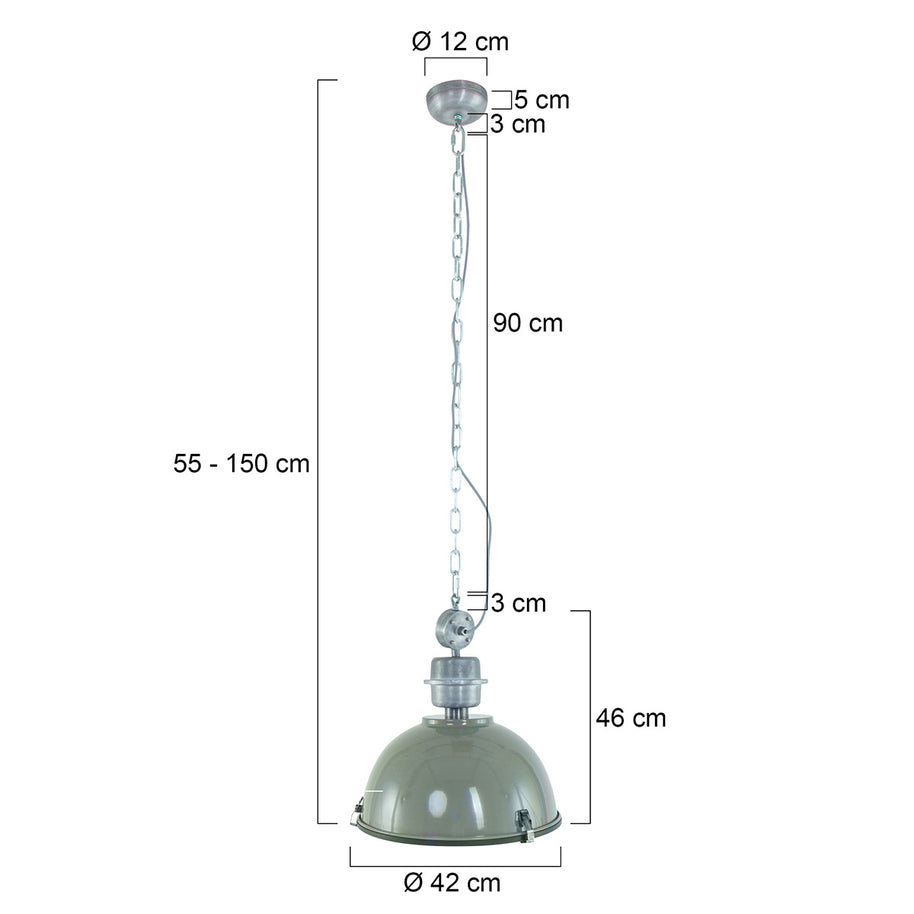 Hanglamp Bikkel 7586G stoere groene lamp met industrieel karakter