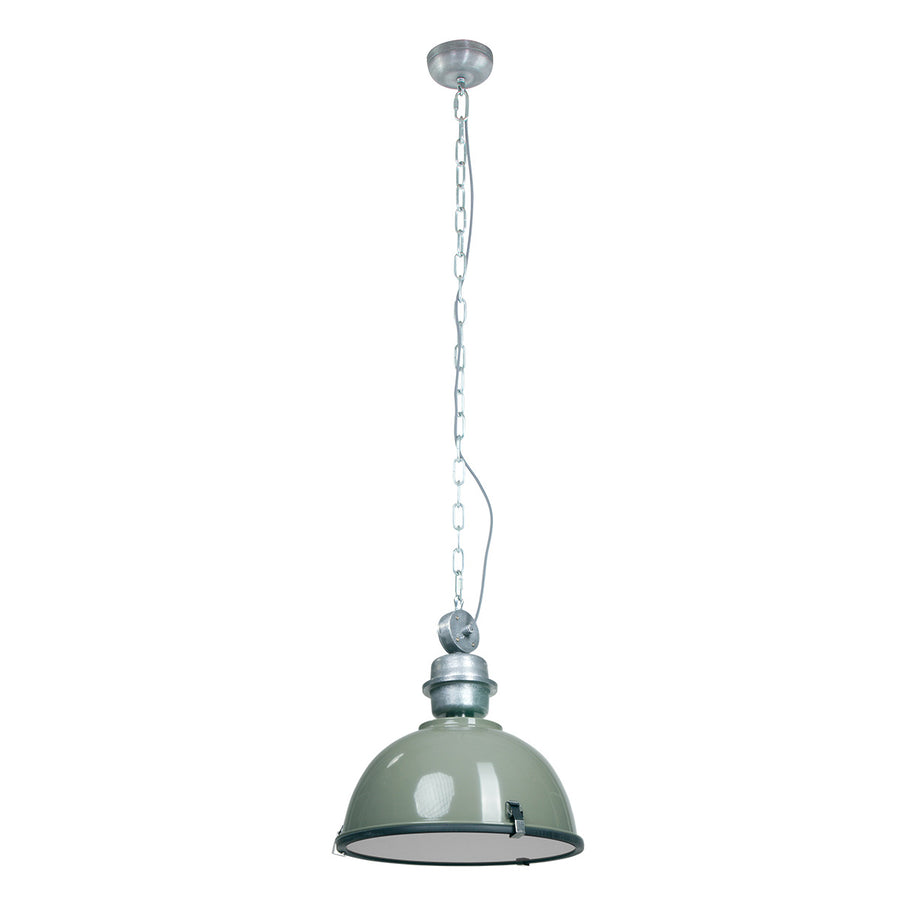 Hanglamp Bikkel 7586G stoere groene lamp met industrieel karakter