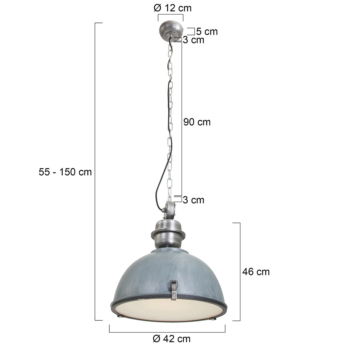 Hanglamp Bikkel 7586GR robuuste grijze lamp met karakter