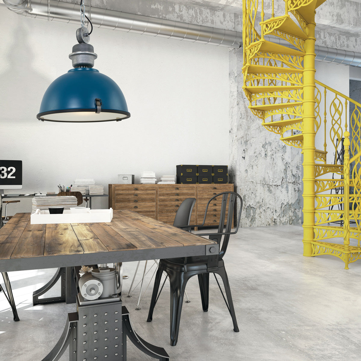 Hanglamp Bikkel 7586PE petrol met stoere industriële look