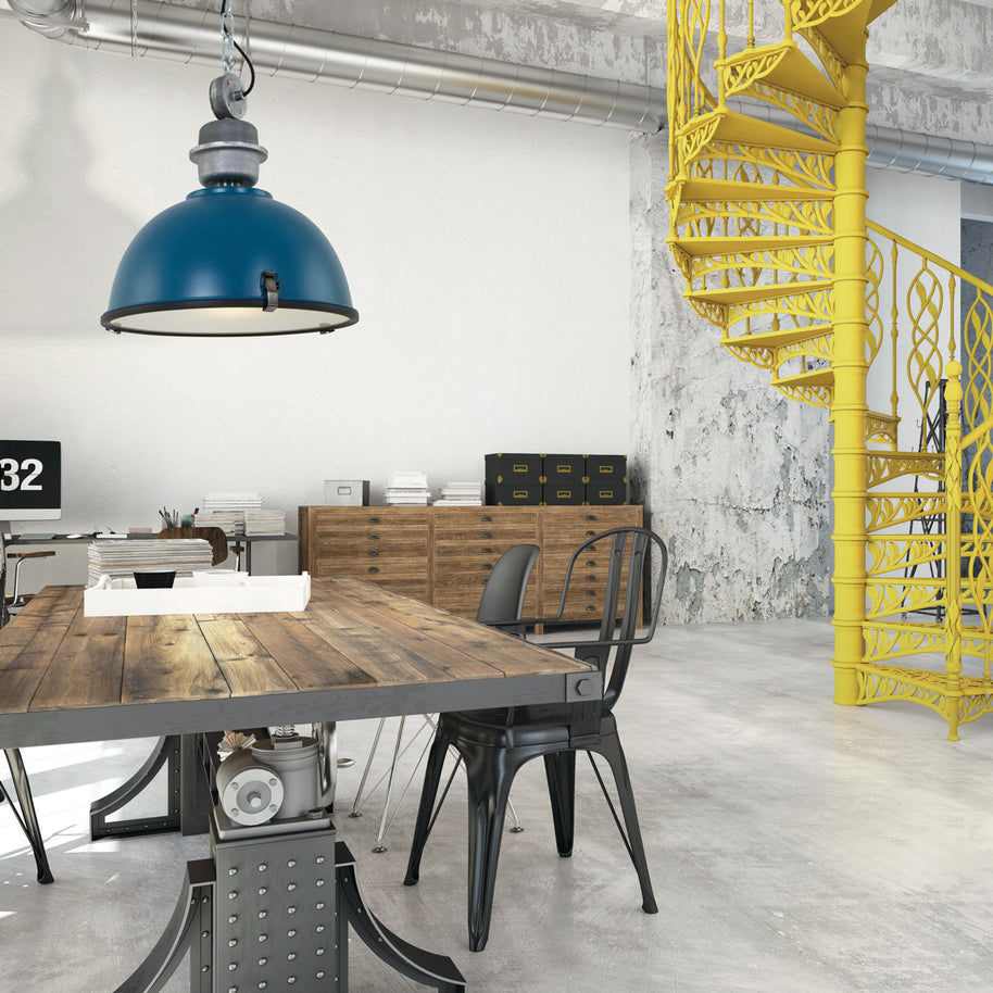 Hanglamp Bikkel 7586PE petrol met stoere industriële look