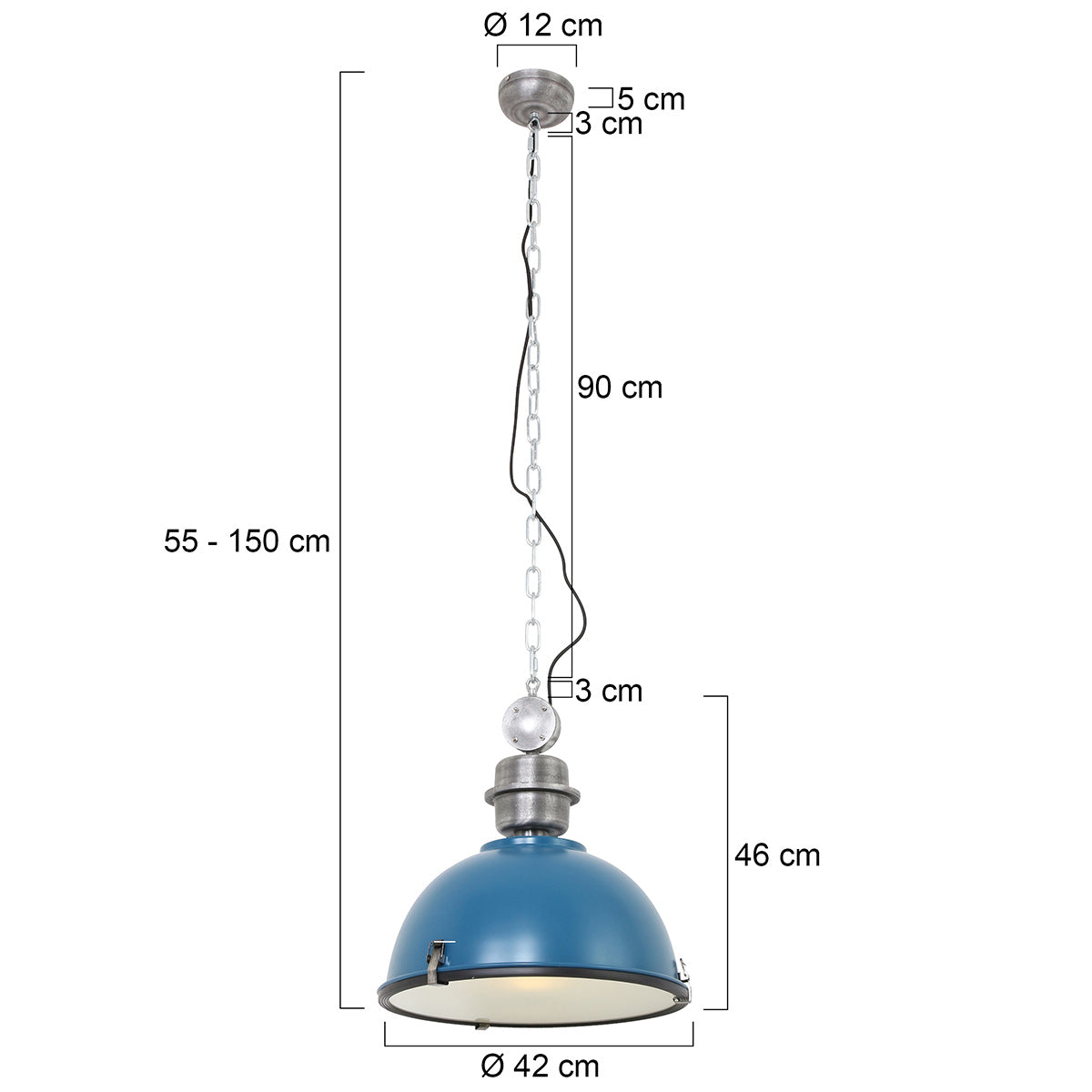 Hanglamp Bikkel 7586PE petrol met stoere industriële look