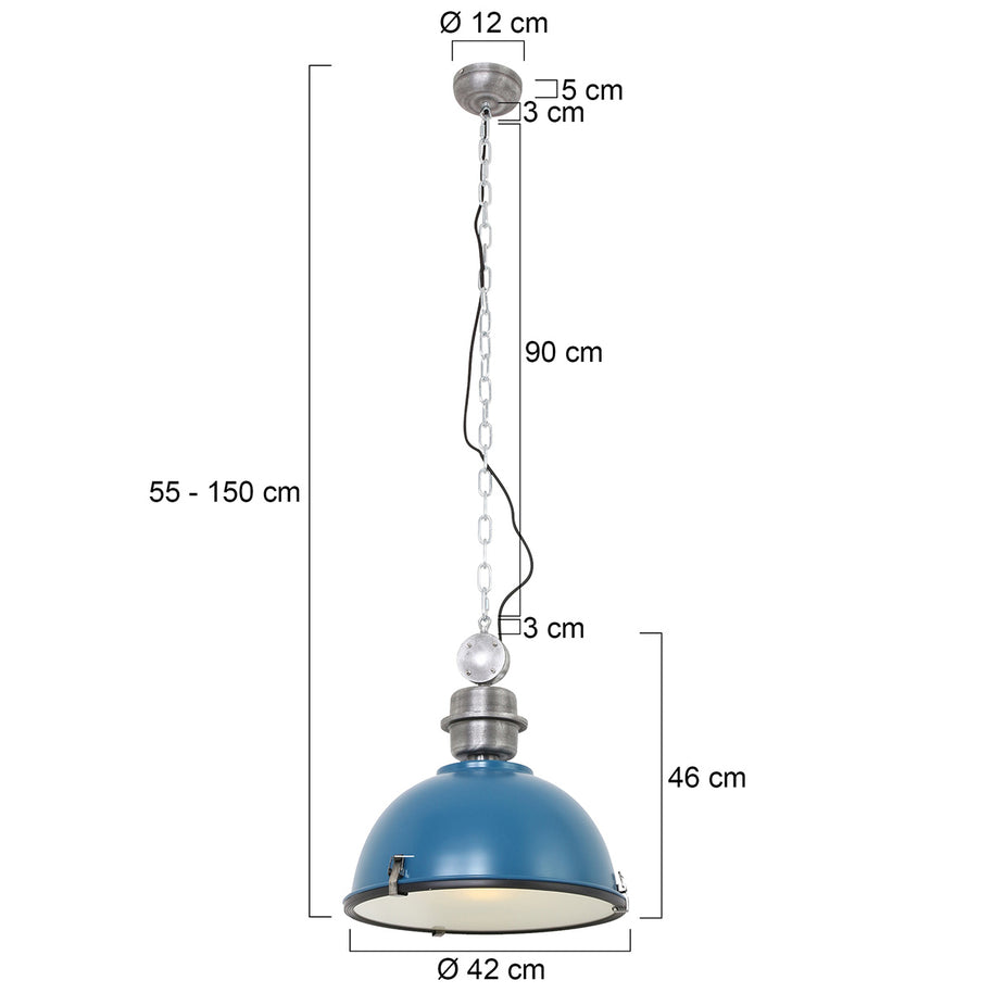 Hanglamp Bikkel 7586PE petrol met stoere industriële look