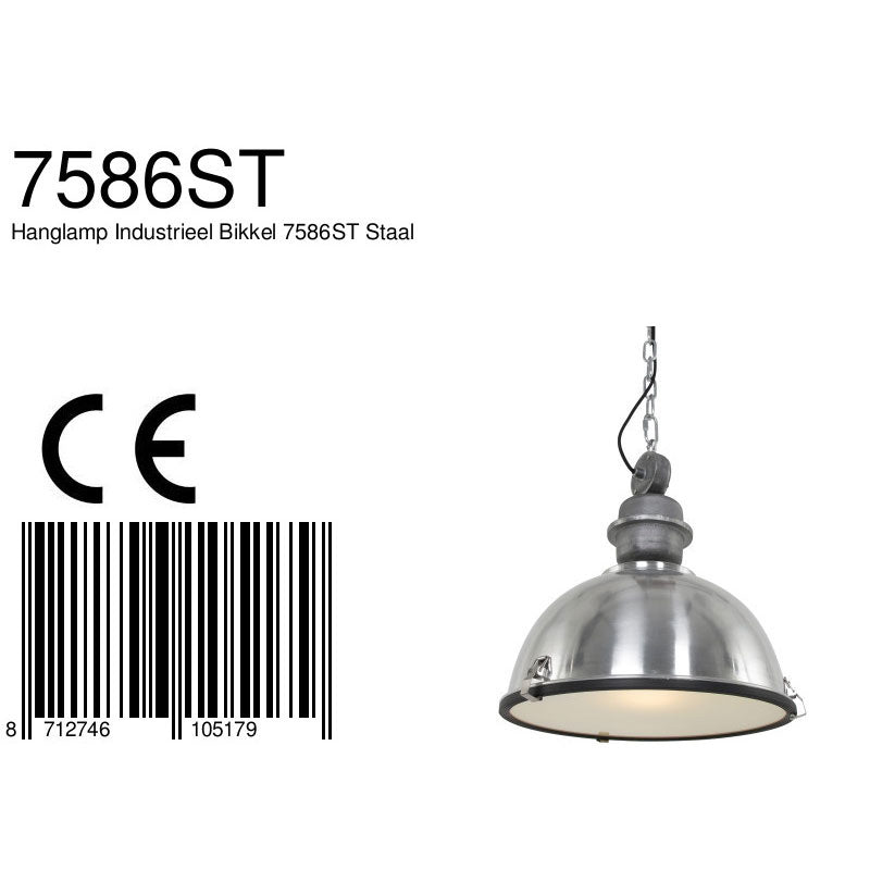 Hanglamp Bikkel 7586ST stoere stalen lamp met karakter