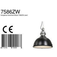 Hanglamp Bikkel 7586ZW zwarte industriële stalen lamp