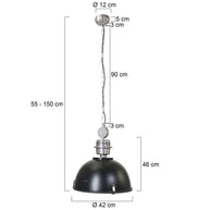 Hanglamp Bikkel 7586ZW zwarte industriële stalen lamp