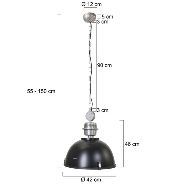 Hanglamp Bikkel 7586ZW zwarte industriële stalen lamp
