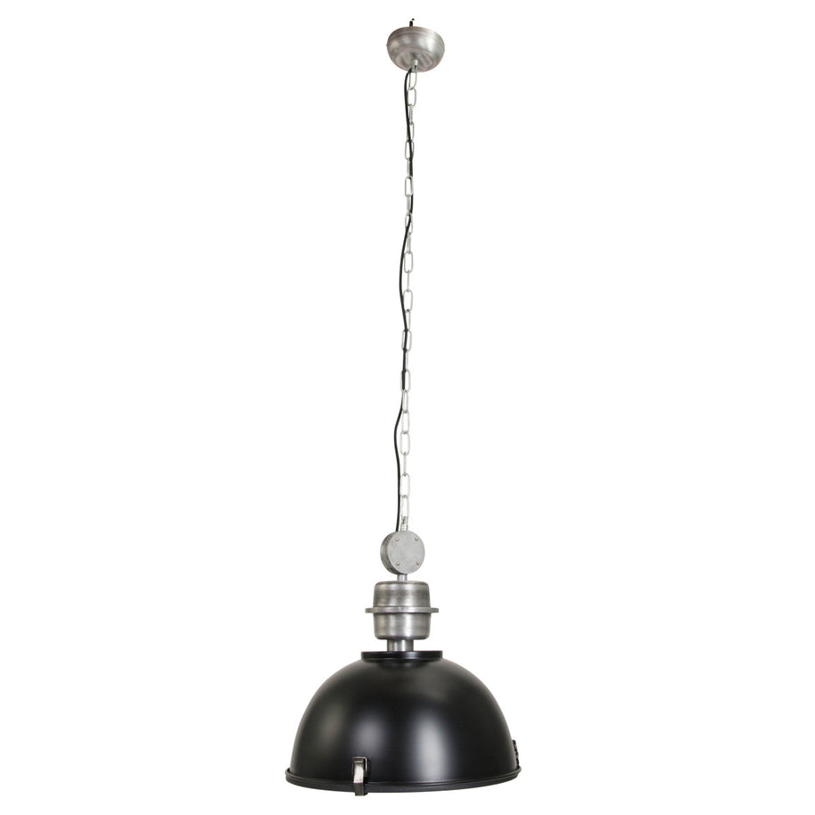 Hanglamp Bikkel 7586ZW zwarte industriële stalen lamp