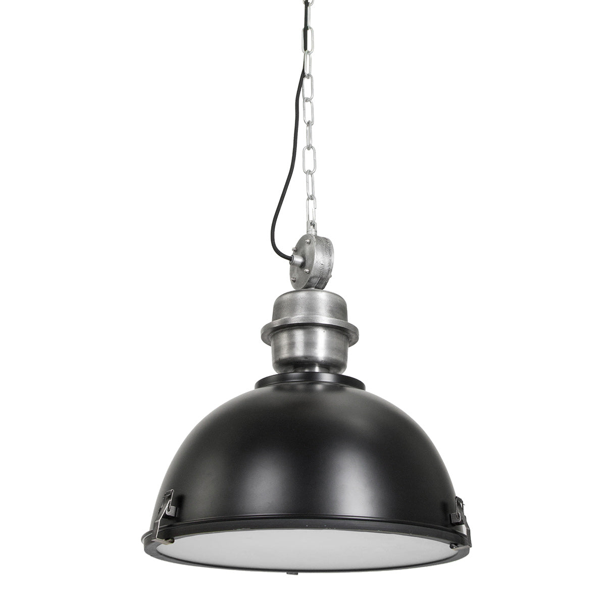 Hanglamp Bikkel 7586ZW zwarte industriële stalen lamp