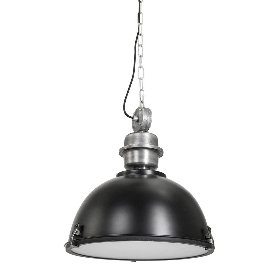Hanglamp Bikkel 7586ZW zwarte industriële stalen lamp