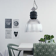 Hanglamp Clearvoyant 7695ZW - industrieel met transparante kap en zwarte details