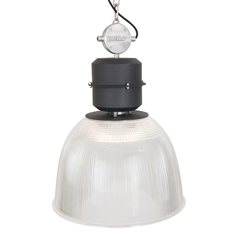 Hanglamp Clearvoyant 7695ZW - industrieel met transparante kap en zwarte details