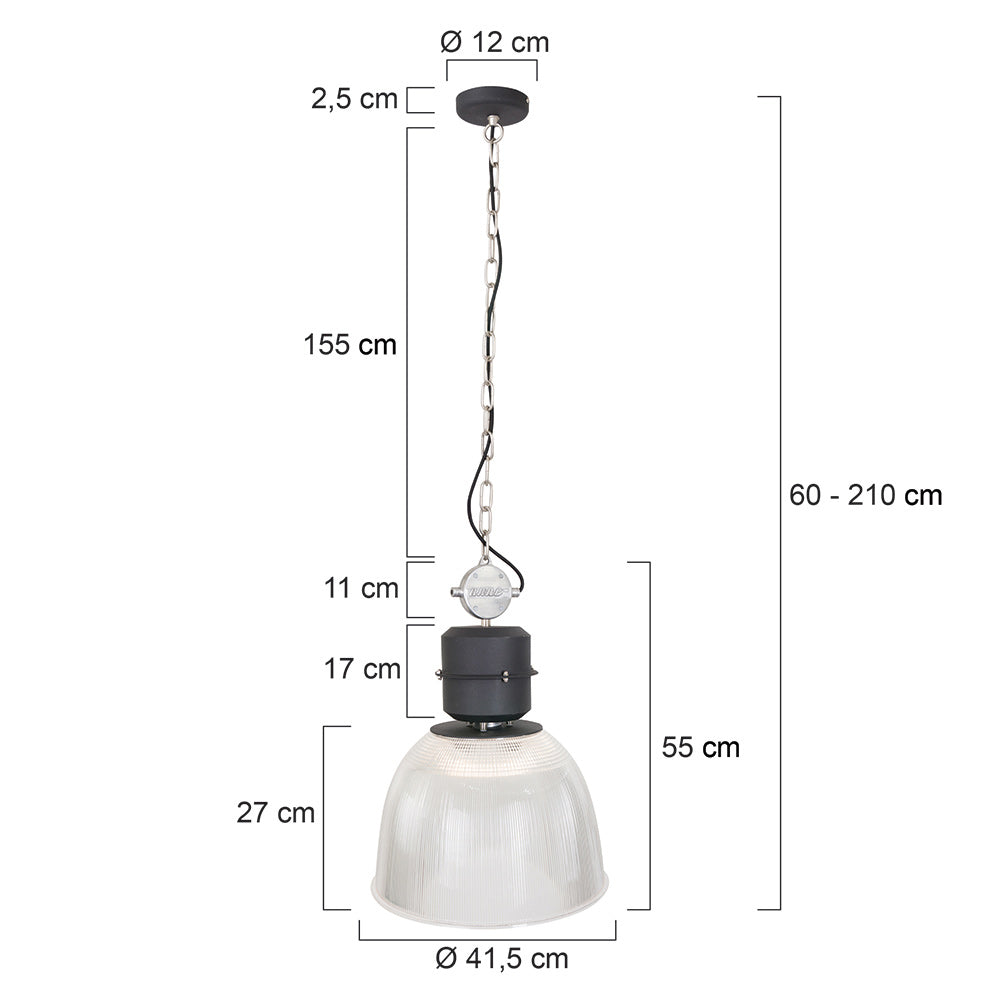 Hanglamp Clearvoyant 7695ZW - industrieel met transparante kap en zwarte details