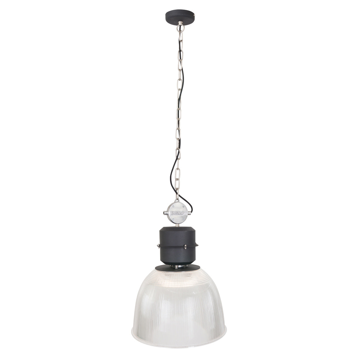 Hanglamp Clearvoyant 7695ZW - industrieel met transparante kap en zwarte details