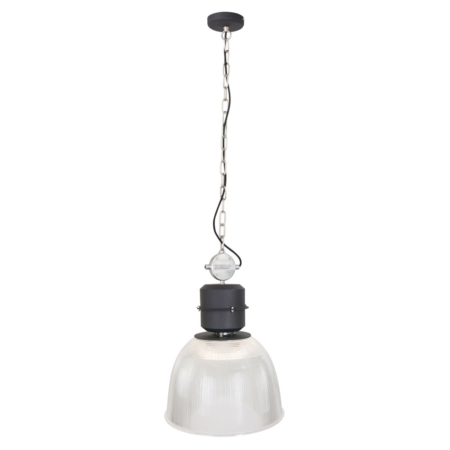 Hanglamp Clearvoyant 7695ZW - industrieel met transparante kap en zwarte details