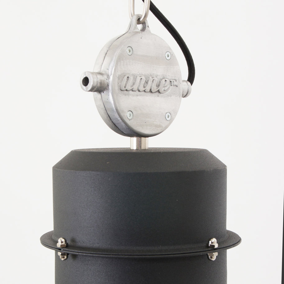 Hanglamp Clearvoyant 7695ZW - industrieel met transparante kap en zwarte details