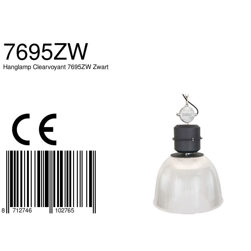 Hanglamp Clearvoyant 7695ZW - industrieel met transparante kap en zwarte details