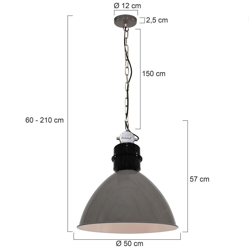 Industriële Grijze Hanglamp Frisk 7696GR – Robuust en Stijlvol
