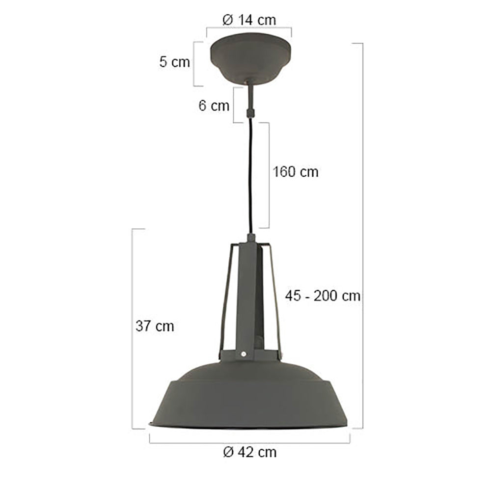 Grijze hanglamp Eden 7704GR met E27‑fitting