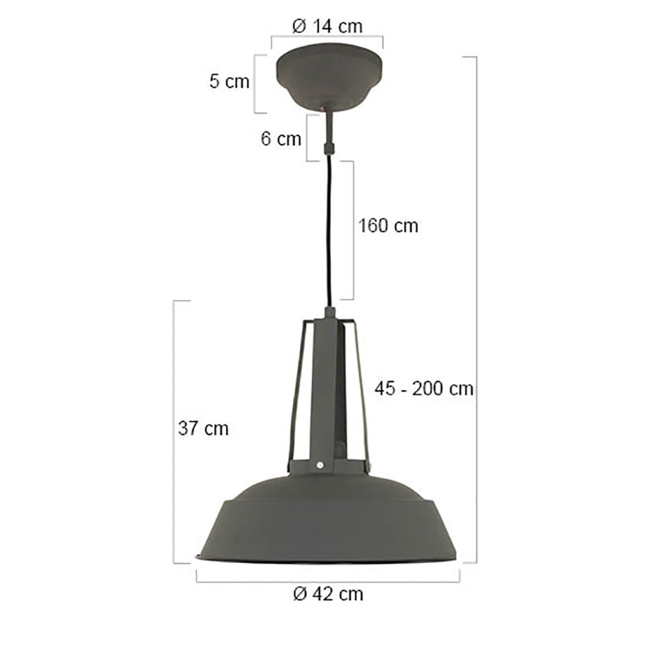 Grijze hanglamp Eden 7704GR met E27‑fitting