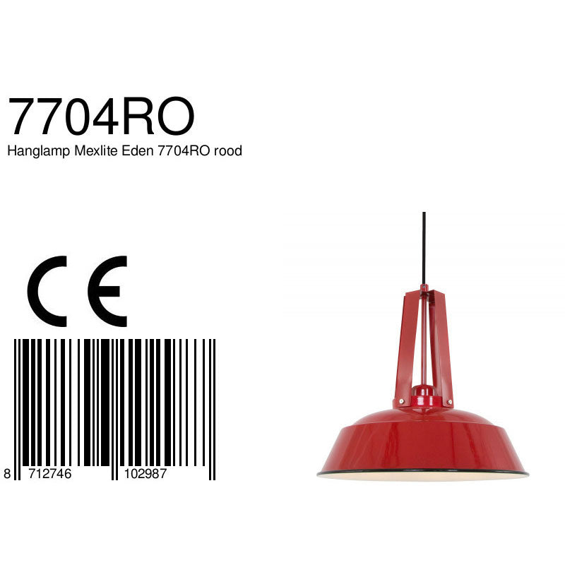 Rode hanglamp Eden 7704RO E27 fitting