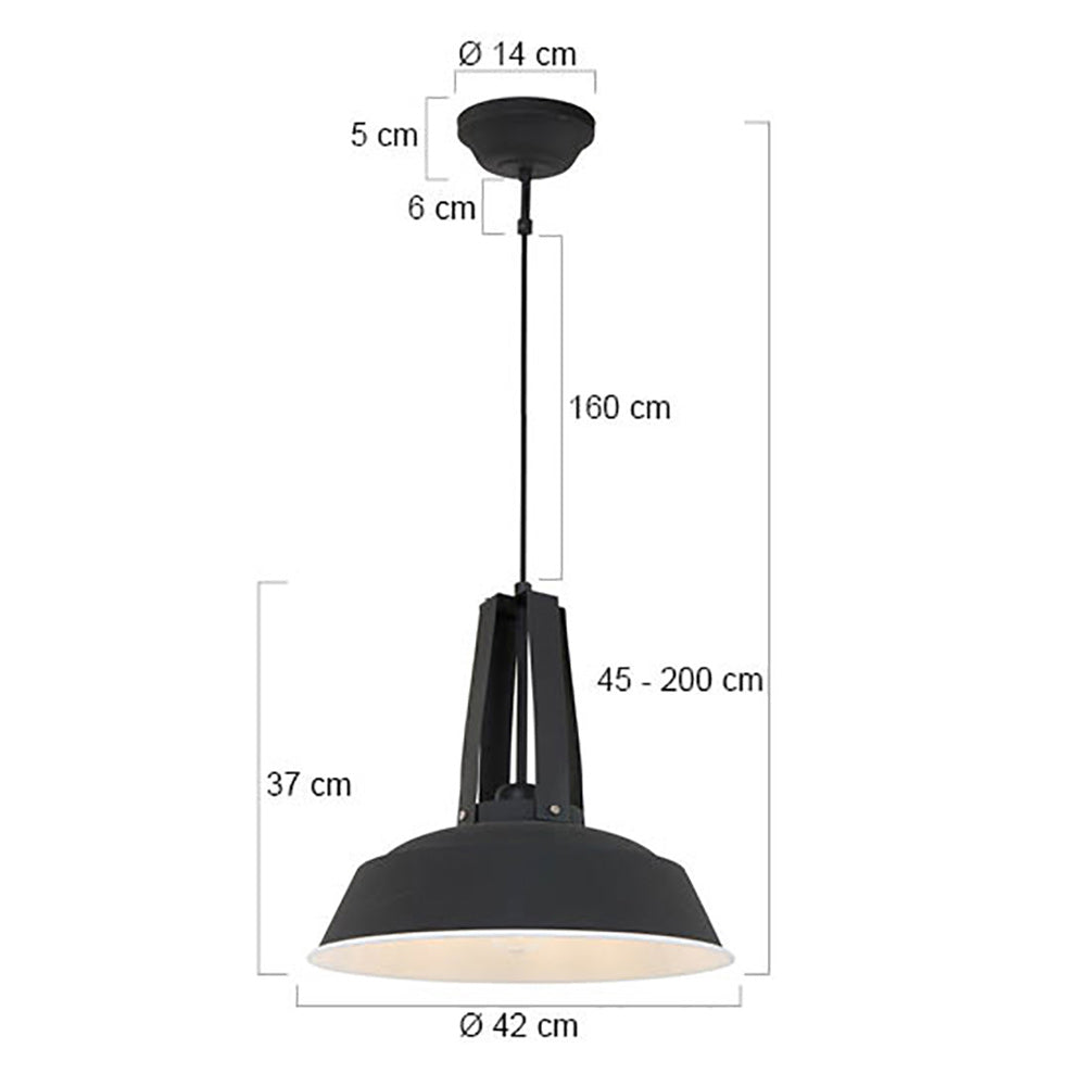 Zwarte hanglamp Eden 7704ZW E27 fitting