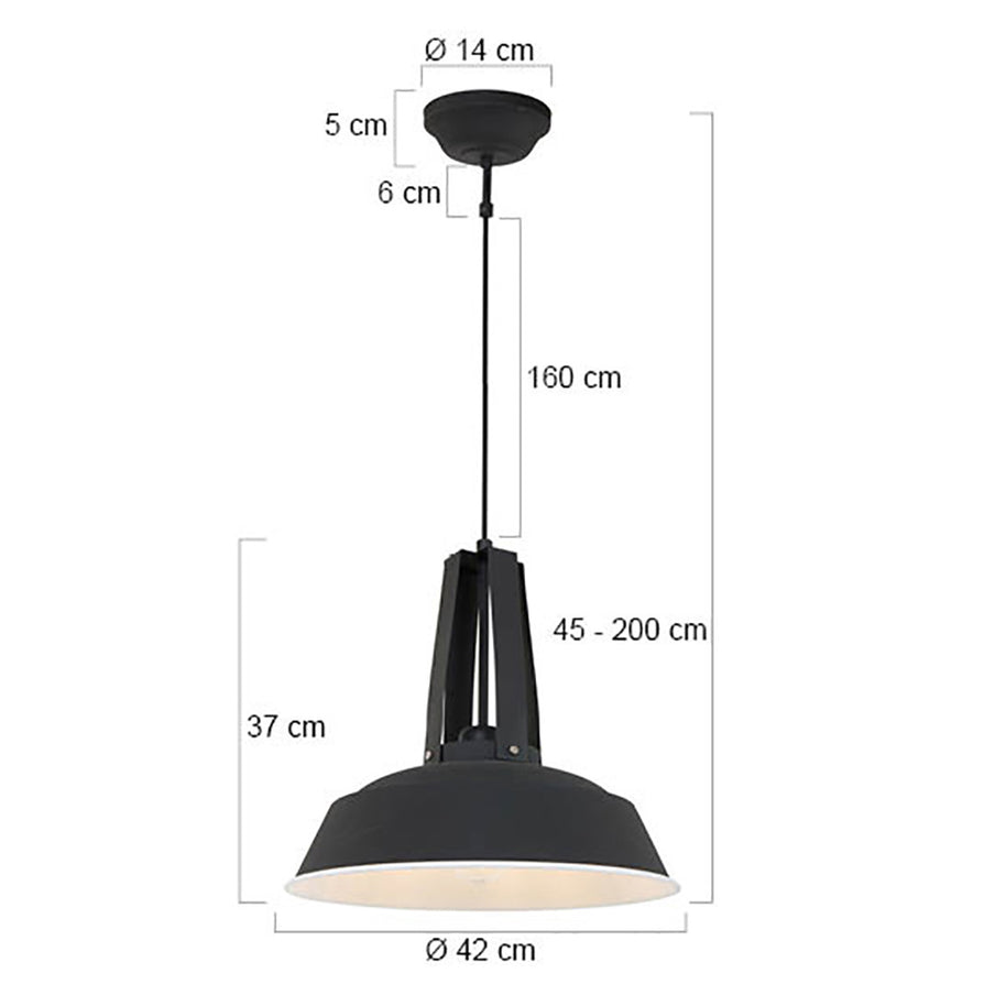 Zwarte hanglamp Eden 7704ZW E27 fitting