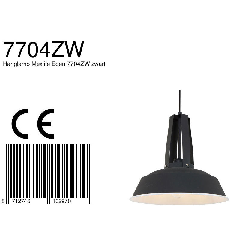 Zwarte hanglamp Eden 7704ZW E27 fitting