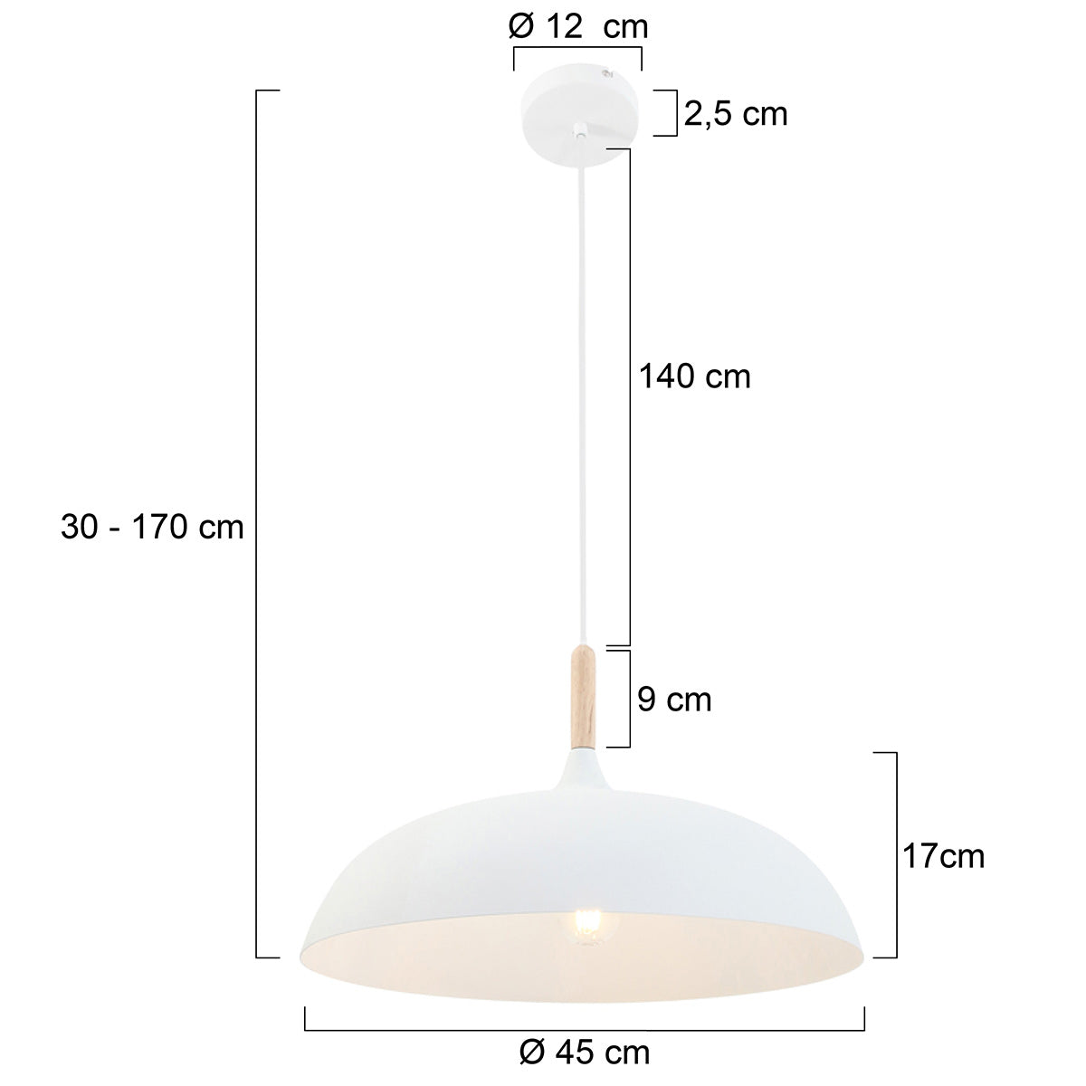 Witte Scandinavische hanglamp Bjorr 7731W Ø45 cm