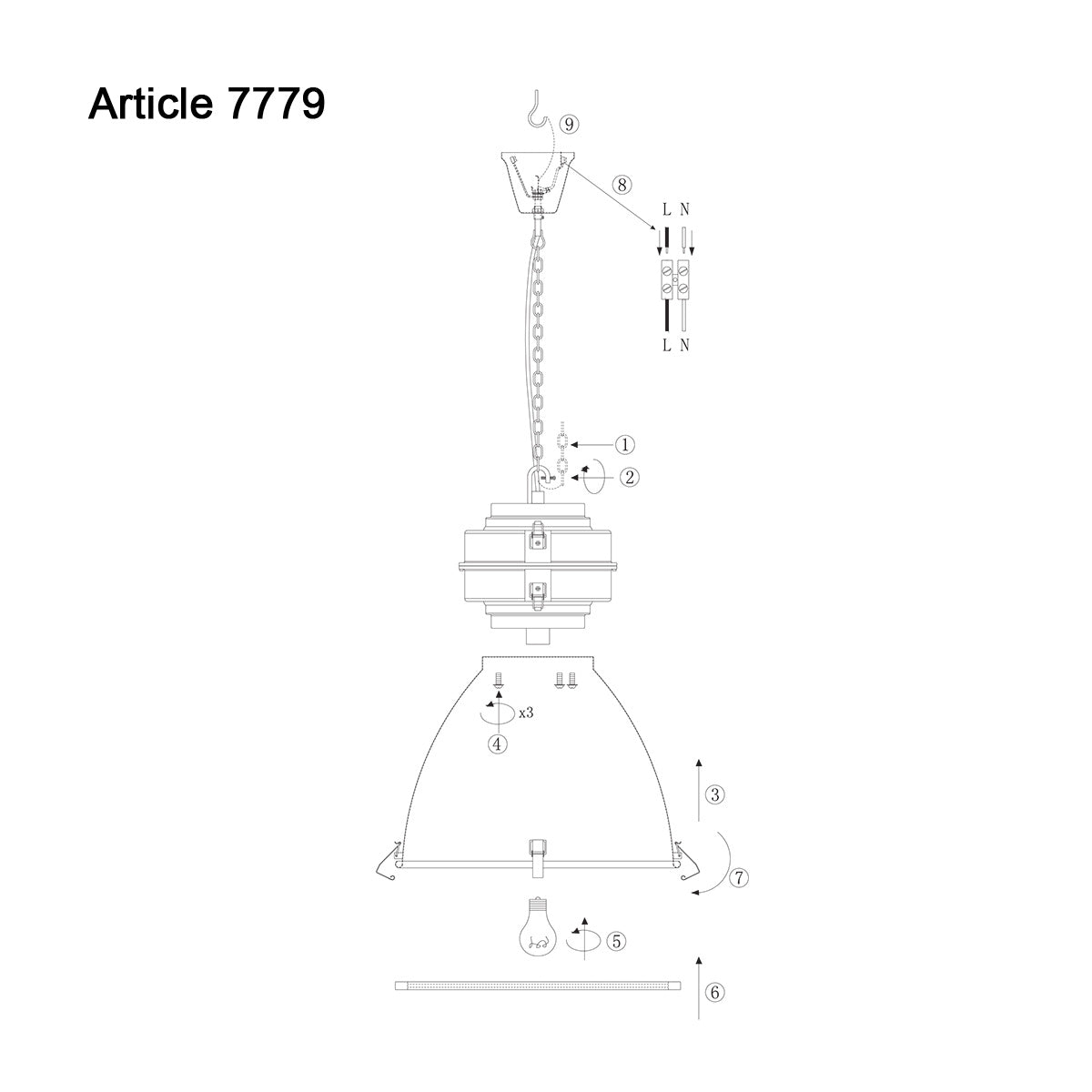 Grijze industriële hanglamp Densi 7779GR Ø47 cm