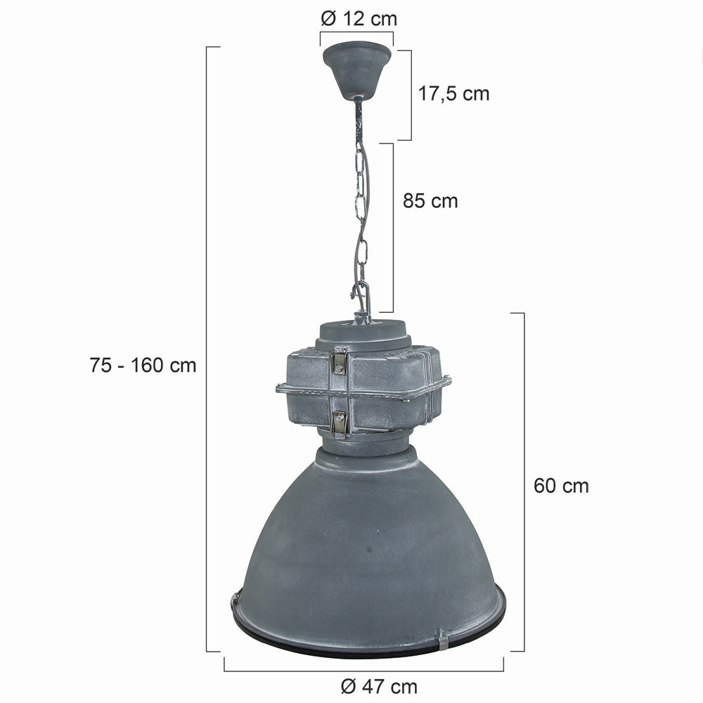 Grijze industriële hanglamp Densi 7779GR Ø47 cm