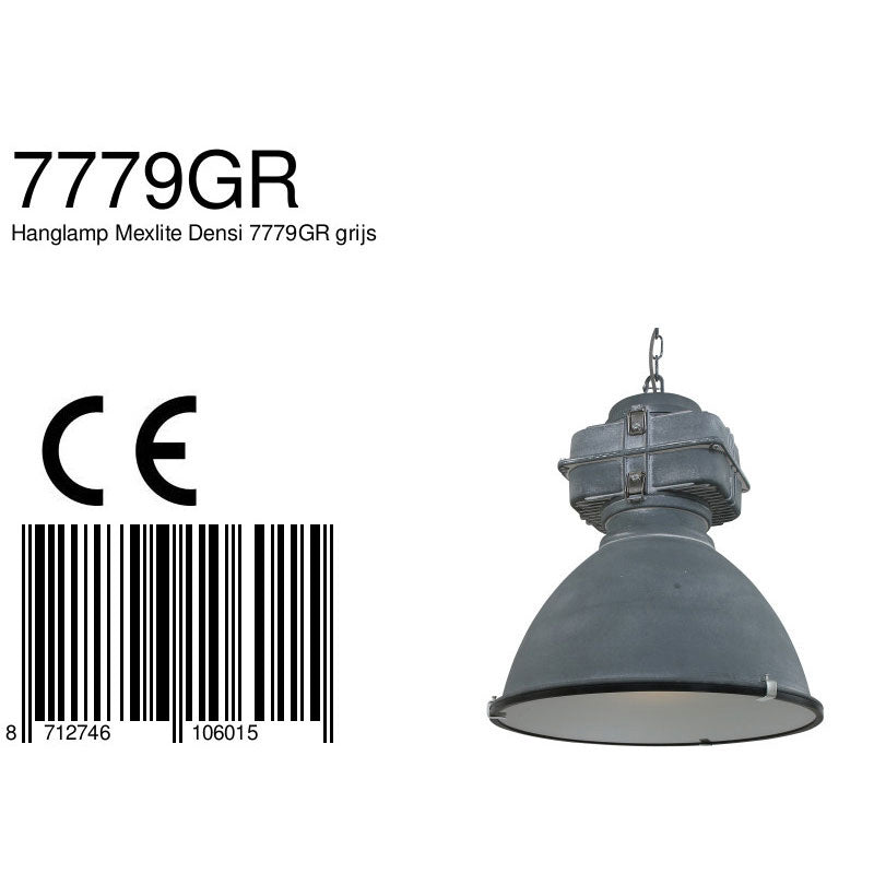 Grijze industriële hanglamp Densi 7779GR Ø47 cm