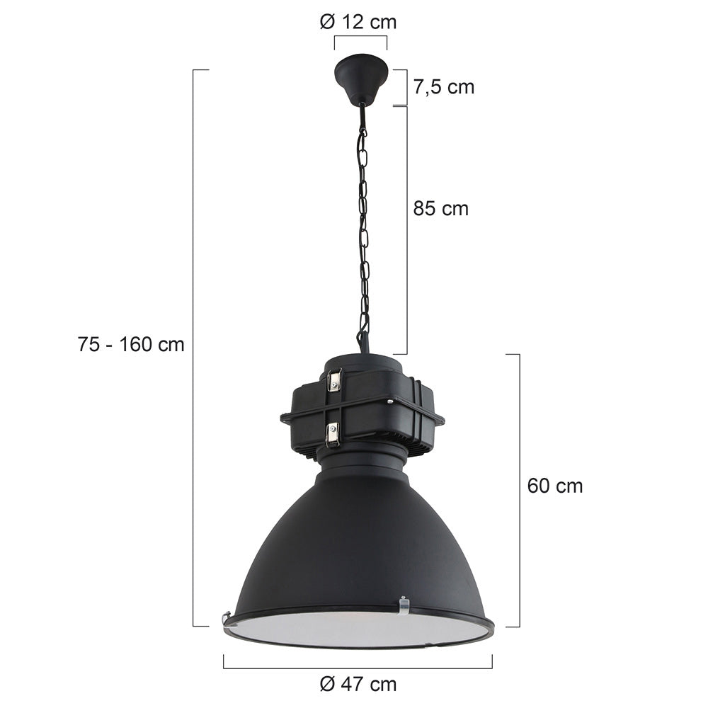 Zwarte industriële hanglamp Densi 7779ZW Ø47 cm