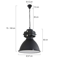 Zwarte industriële hanglamp Densi 7779ZW Ø47 cm