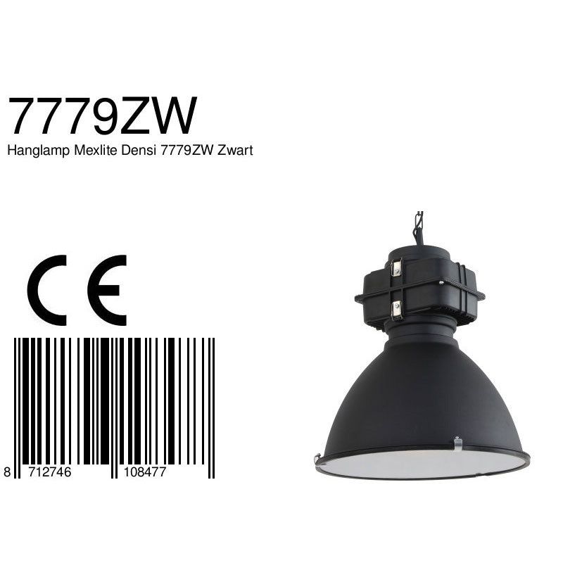 Zwarte industriële hanglamp Densi 7779ZW Ø47 cm