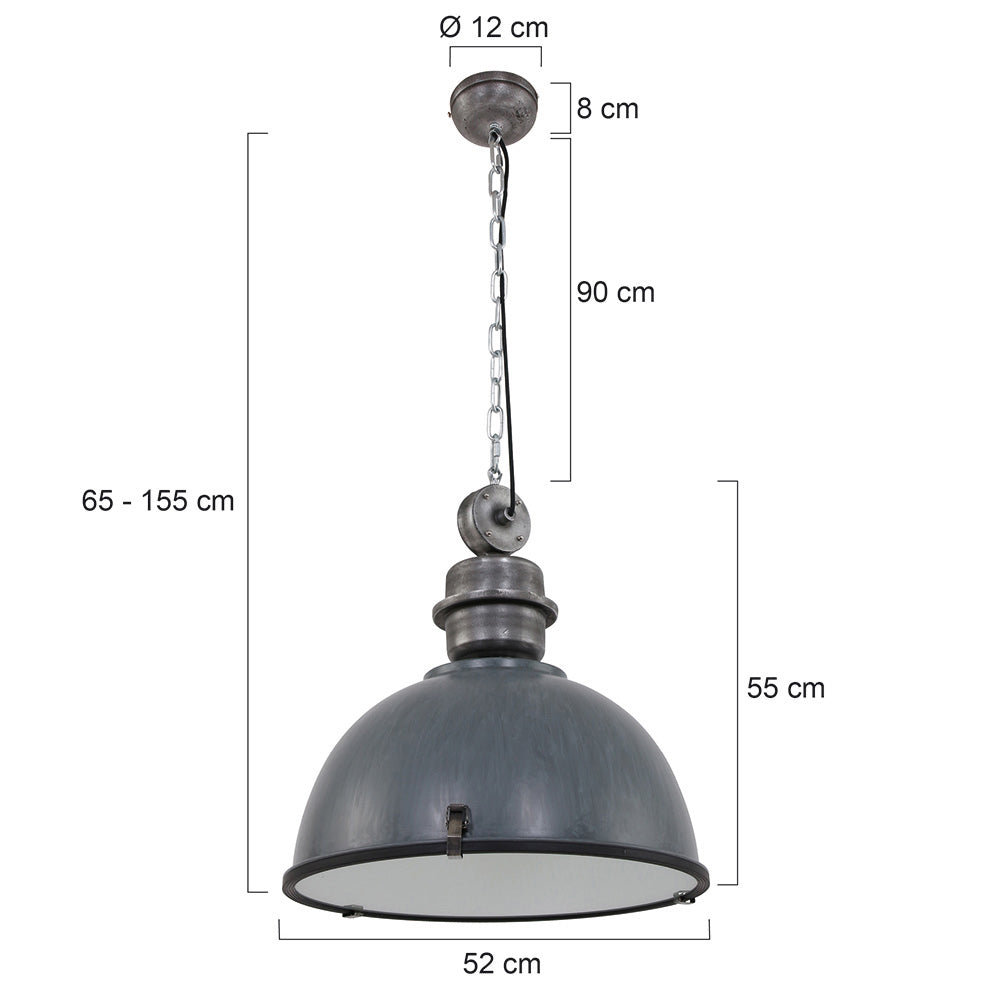 Hanglamp Bikkel XXL 7834GR stoere grijze hanglamp Ø52 cm