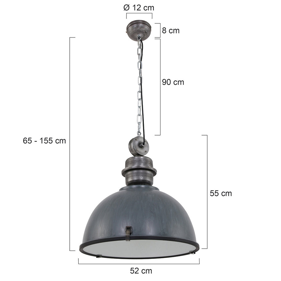 Hanglamp Bikkel XXL 7834GR stoere grijze hanglamp Ø52 cm