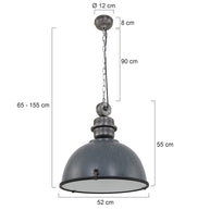 Hanglamp Bikkel XXL 7834GR stoere grijze hanglamp Ø52 cm