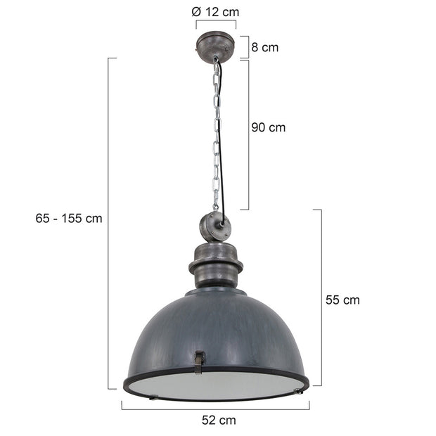 Hanglamp Bikkel XXL 7834GR stoere grijze hanglamp Ø52 cm