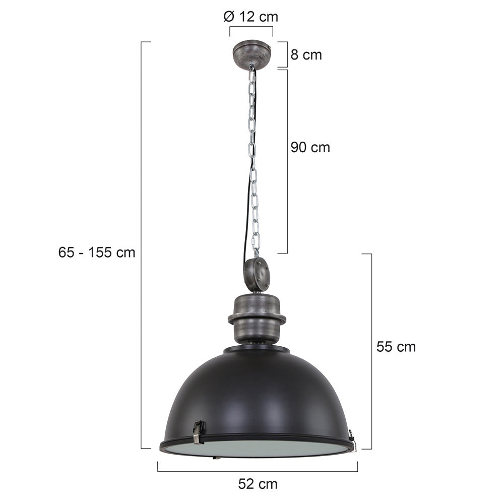 Hanglamp Bikkel XXL 7834ZW robuuste zwarte hanglamp Ø52 cm