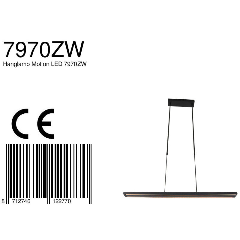 Hanglamp Zelena Motion 7970ZW Zwart Lichtkleur instelbaar