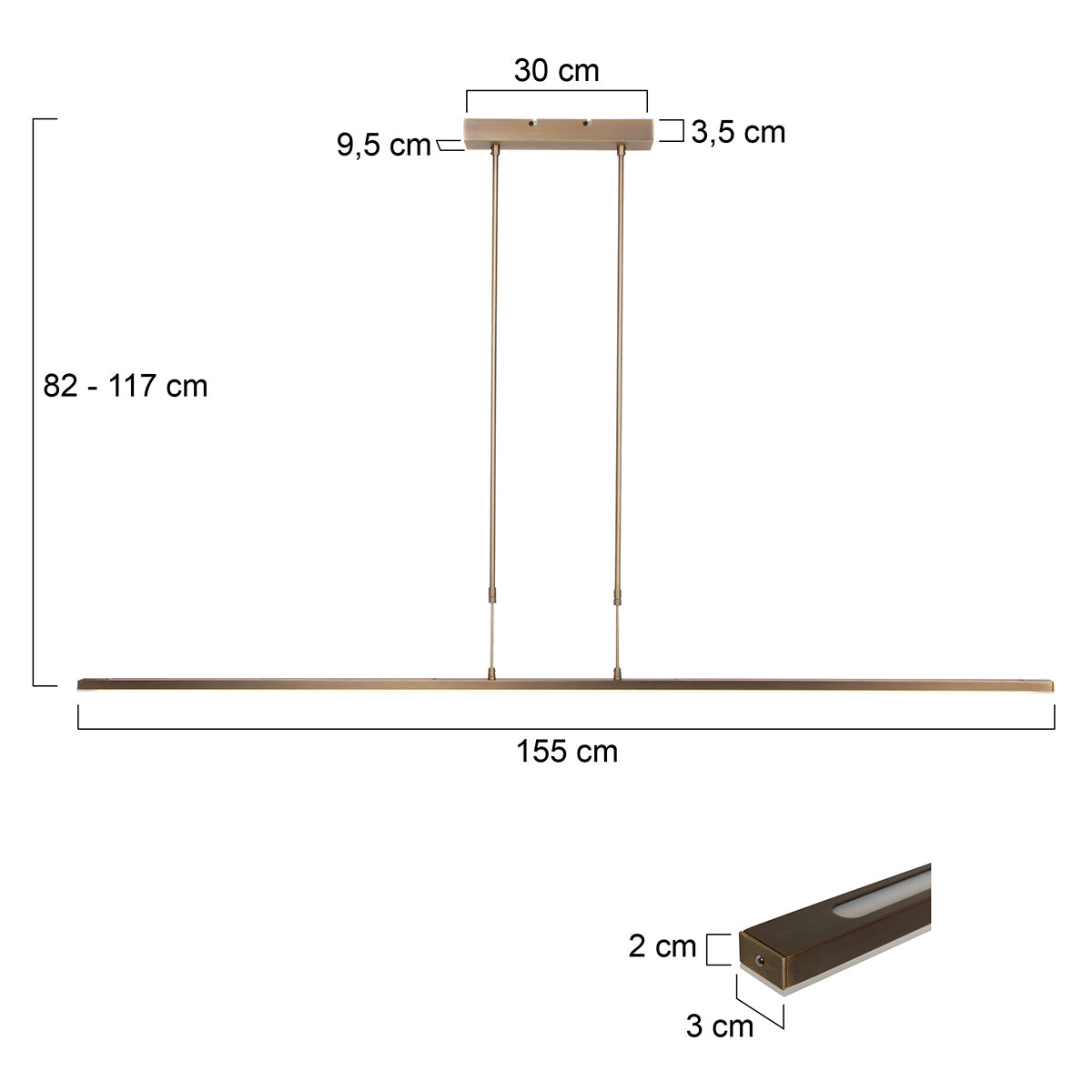 Hanglamp Zelena 7971BR, bronzen LED-lamp met dimbaar licht