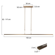 Hanglamp Zelena 7971BR, bronzen LED-lamp met dimbaar licht