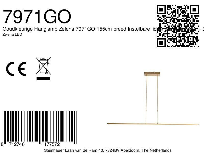 Hanglamp Zelena 7971GO gouden LED lamp met regelbaar licht
