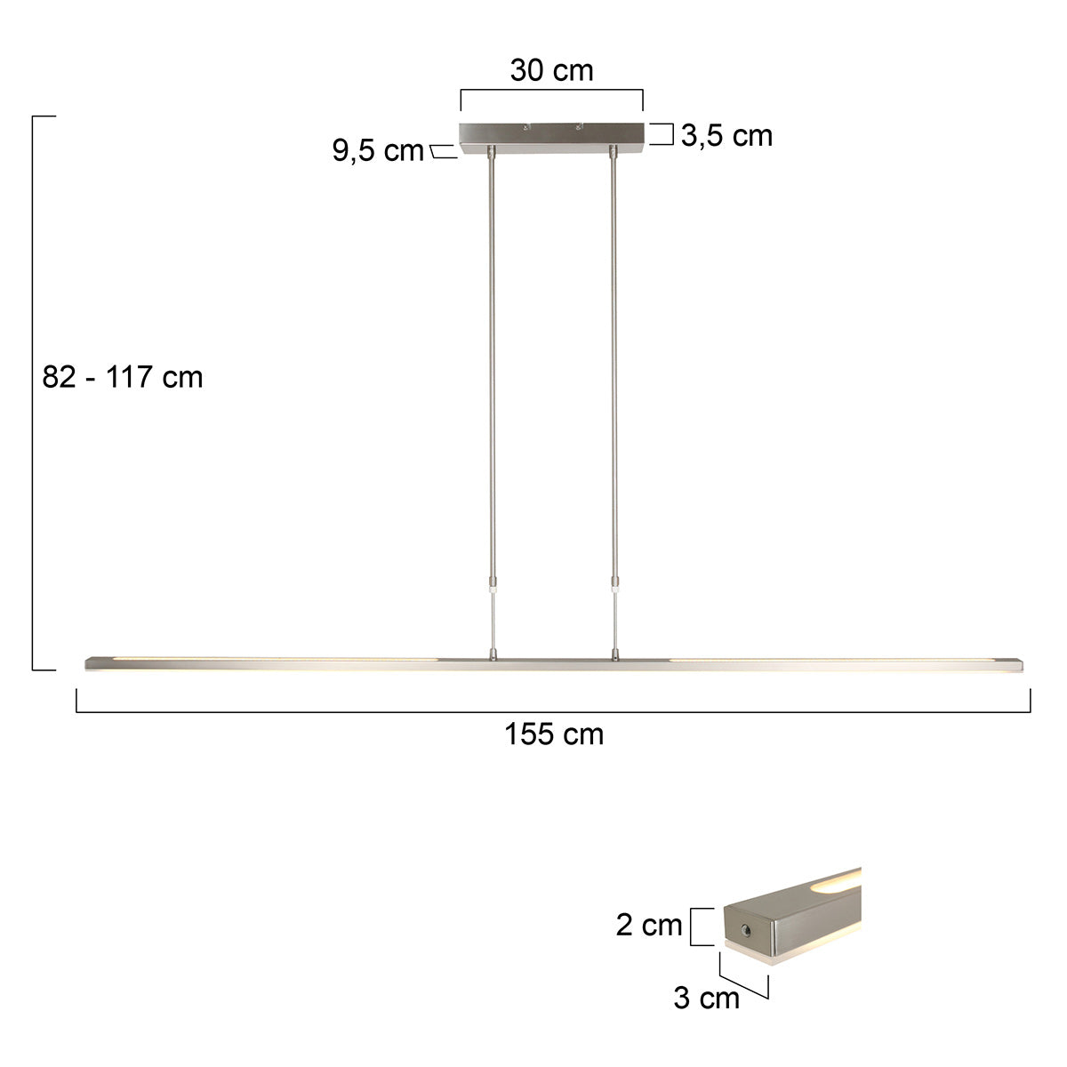 Hanglamp Zelena 7971ST stalen LED-lamp met regelbaar licht